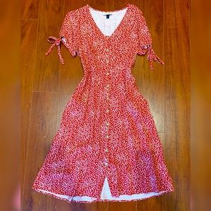 Universal Thread red floral prairie midi dress size M